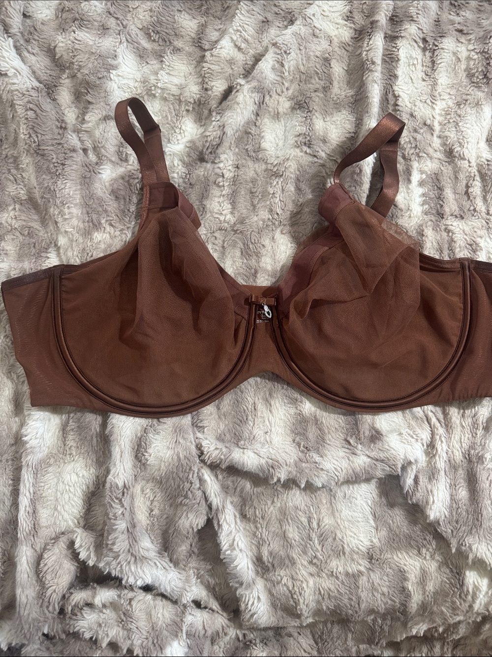 Curvy Couture Brown Sheer Underwire Bra